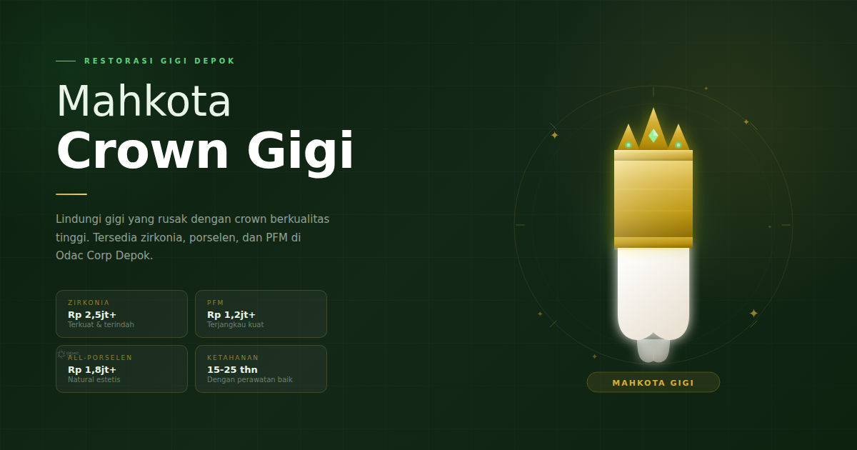 Crown Gigi Depok: Mahkota Gigi Berkualitas di Odac Corp